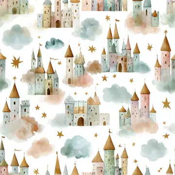 Fairy Tale Castle Seamless Pattern