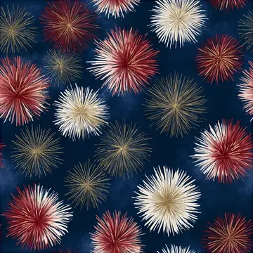 Fourth of July Fireworks Seamless Pattern