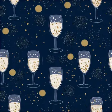 New Year Champagne Sparkle Seamless Pattern