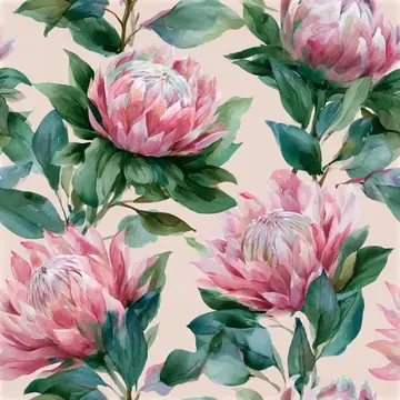 Protea Exotic Floral Seamless Pattern