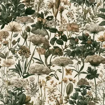 Vintage Botanical Illustration Seamless Pattern