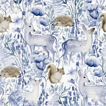 Watercolor Woodland Animals Seamless Pattern